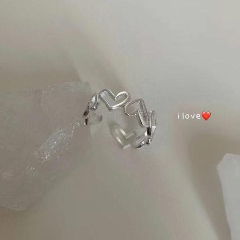 Hollowed Heart Shape Open Ring Set Design Cute Fashion Love Jewelry For Women