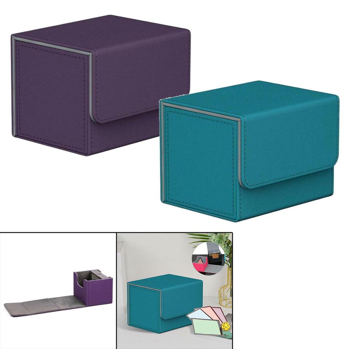 2Pcs Trading Card Deck Box Storage Holder Sturdy for Protective Hobbies PU