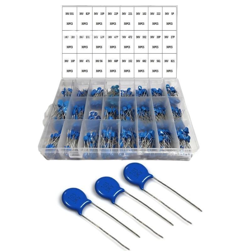 Ceramic Capacitor Assorted Kit 24 Values 5PF-821PF with Box 3KV 3000V 720PCS