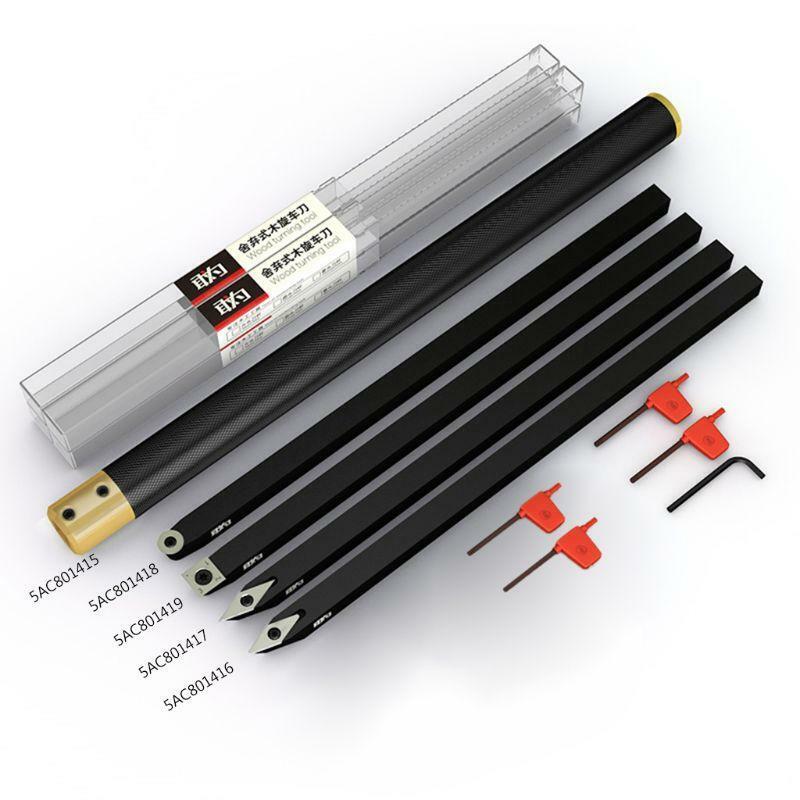 1Set Hollowing Wood Turning Tool Rotary Chisel Round Head Arbor Wrench Lathe Kit