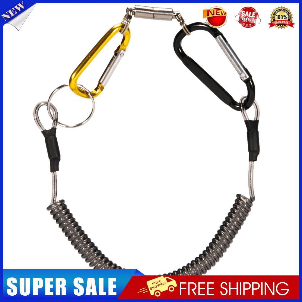 Steel Fishing Magnetic Release Carabiner Clip Holder with Coil Rope Lanyard
