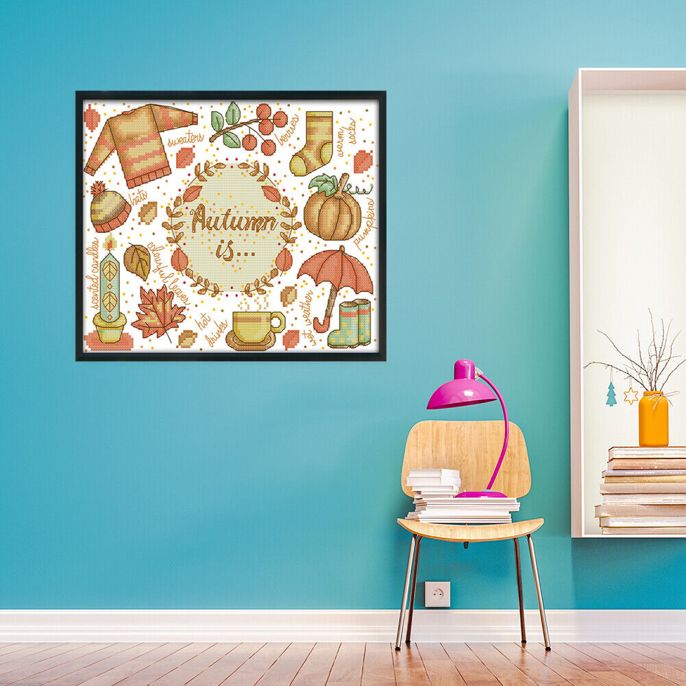 Cross-Stitch Kits Printed Canvas Autumn Embroidery DIY 14CT Stamp (J365)
