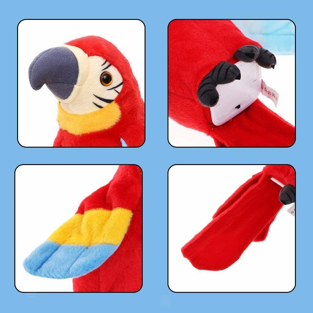 Plush Talking Repeating Parrot Electronic Animal Pet children   Red