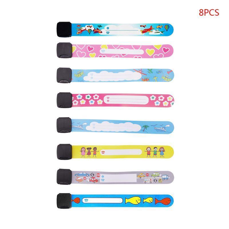 8Pcs/Set Children Outdoor Safe Anti-lost Wristband Safety Recognition Bracelet