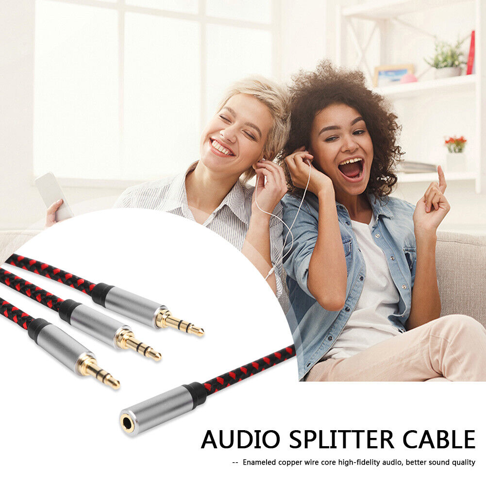3.5mm Audio Splitter Adapter Cable 1 Female to 3 Male AUX Extension Cord