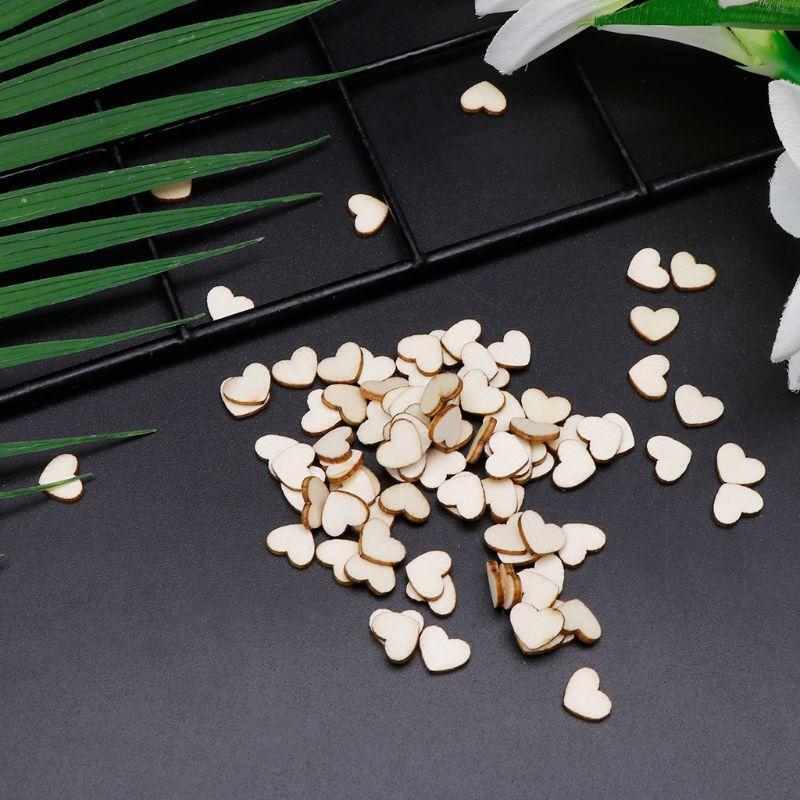 100pcs Rustic Wooden Wood Love Heart Wedding Supplies Table Scatter Decoration