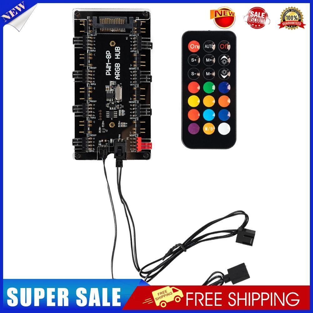 SATA Power Supply 1 to 8 Fan HUB 12V 4 Pin PWM ARGB Addressable Splitter