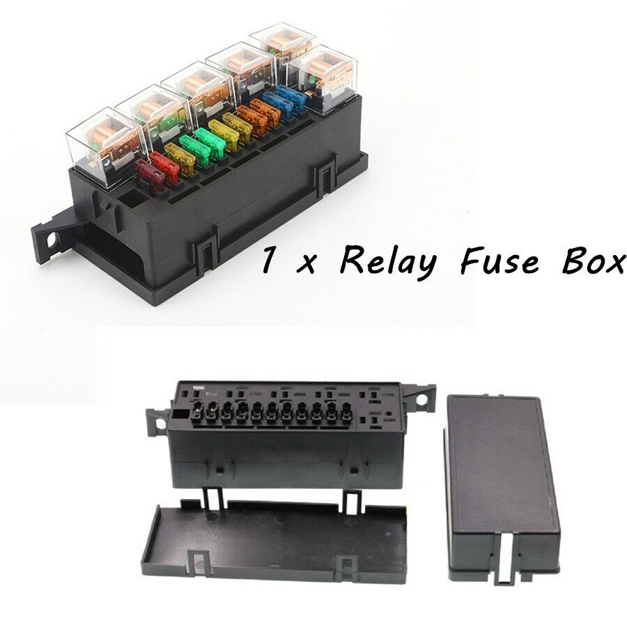 80A Car Modified Relay Fuse Box Resistant 11-Way Fuse Box 6 Relays & 11 fuses