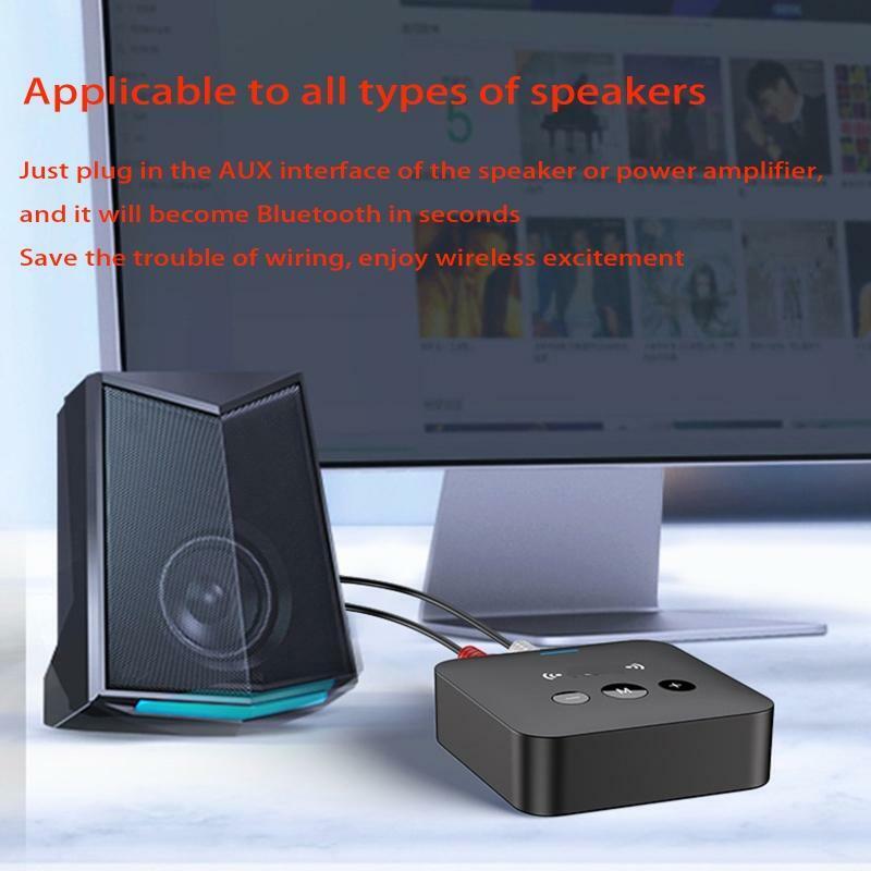Bluetooth-compatible 5.0 Transmitter & Receiver Adapter AUX+RCA Port Car Kits