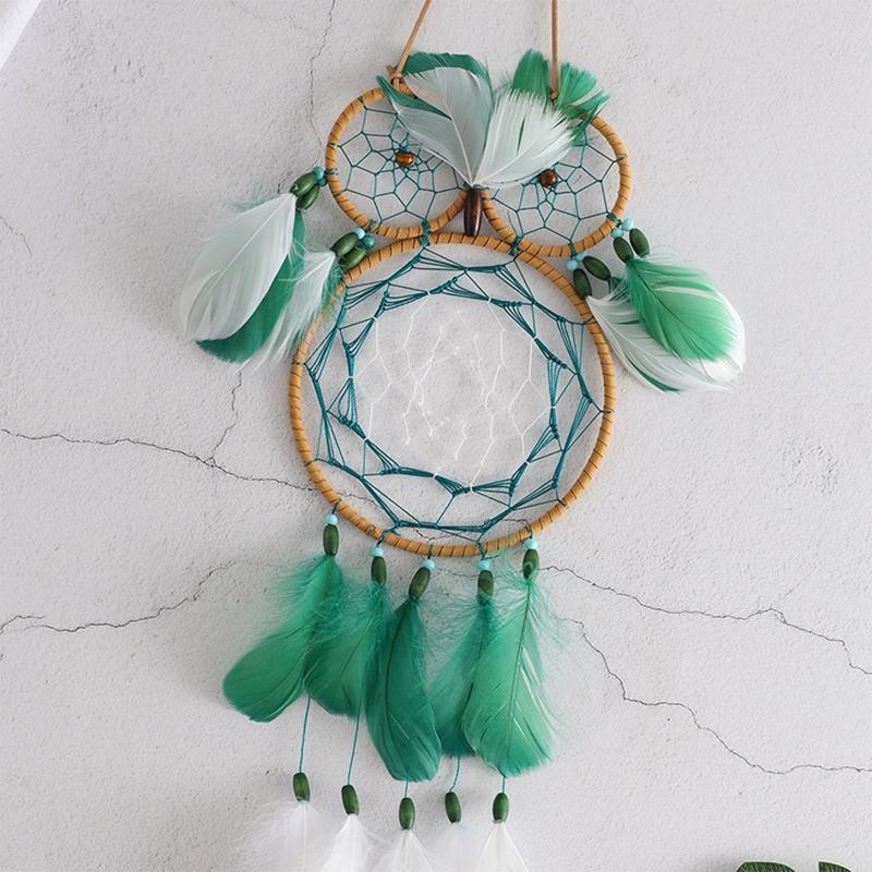 Boho Owl Dream Catcher Handmade Feather Dreamcatcher Hanging Home Wall Ornament