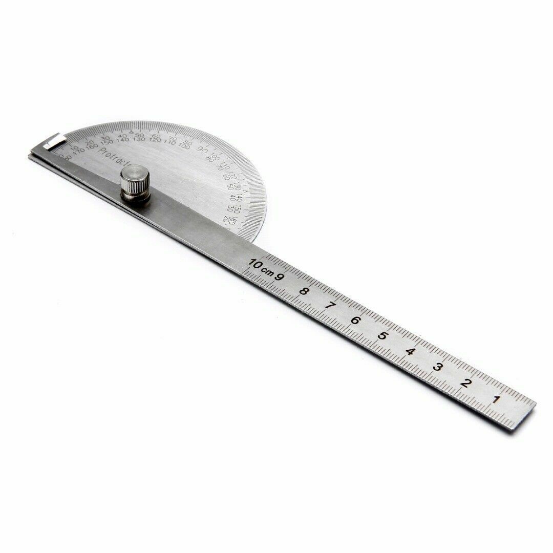1pcs Stainles Steel 180° Protractor Angle Finder Arm Measuring 100mm Ruler Tool