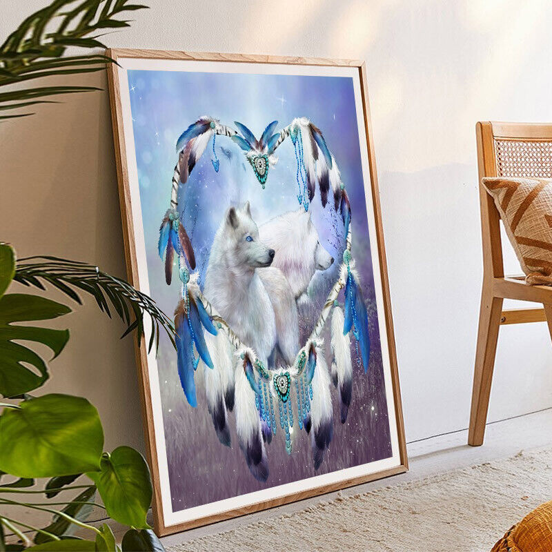 Diamond Painting Kits Full Round Dreamcatcher Wolf DIY Wall Art Home Decor