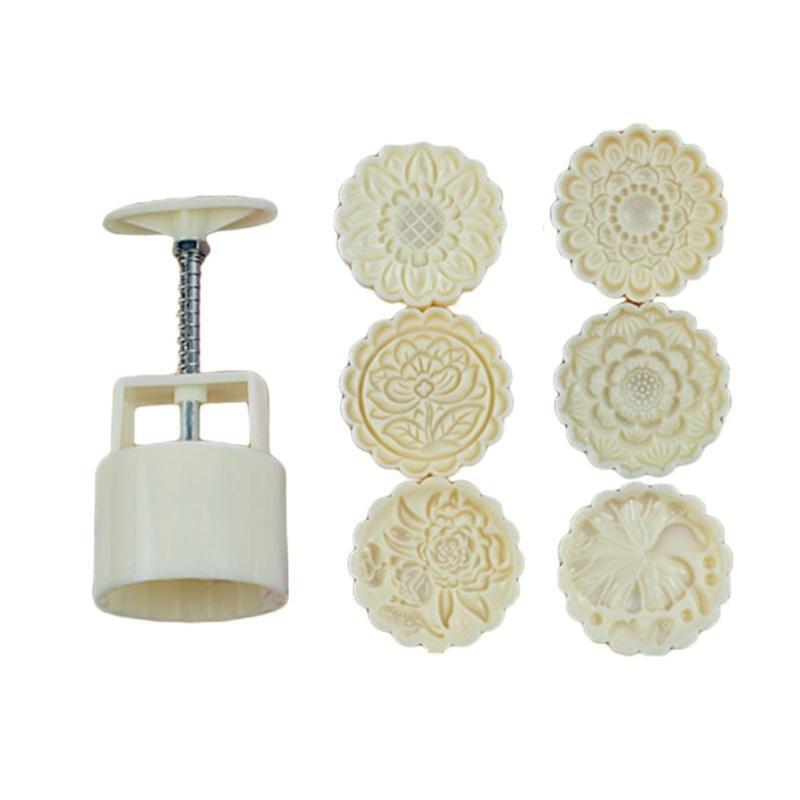 Hand-Pressure Moon Cake Mould Flowers Cake Moon Stamp Lotus Shape Pastry Tool