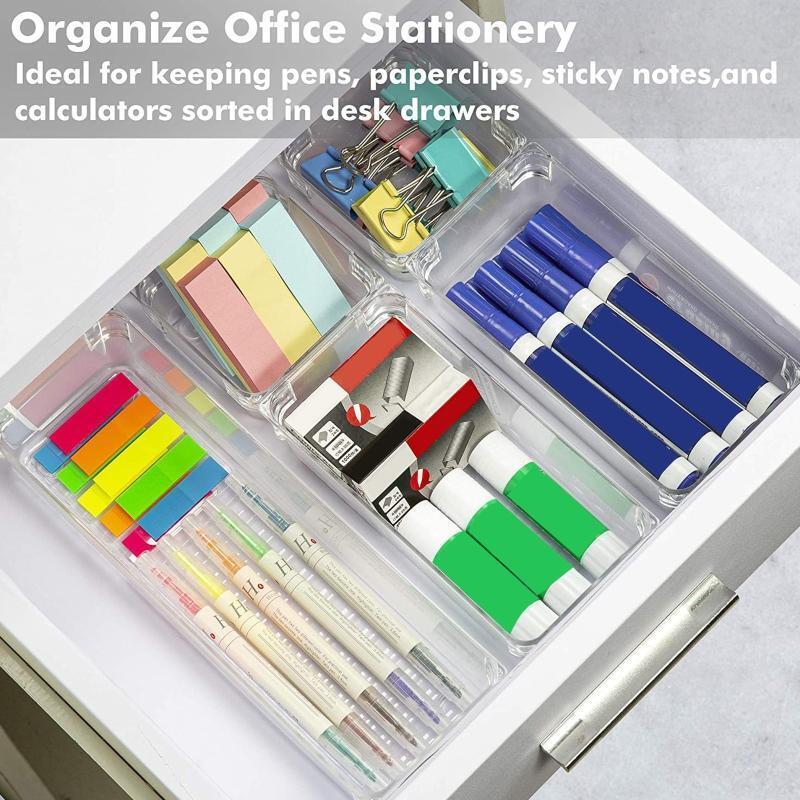 13Pcs Desk Drawer Organizer Set 5-size Versatile Vanity and Desk Drawer Storage