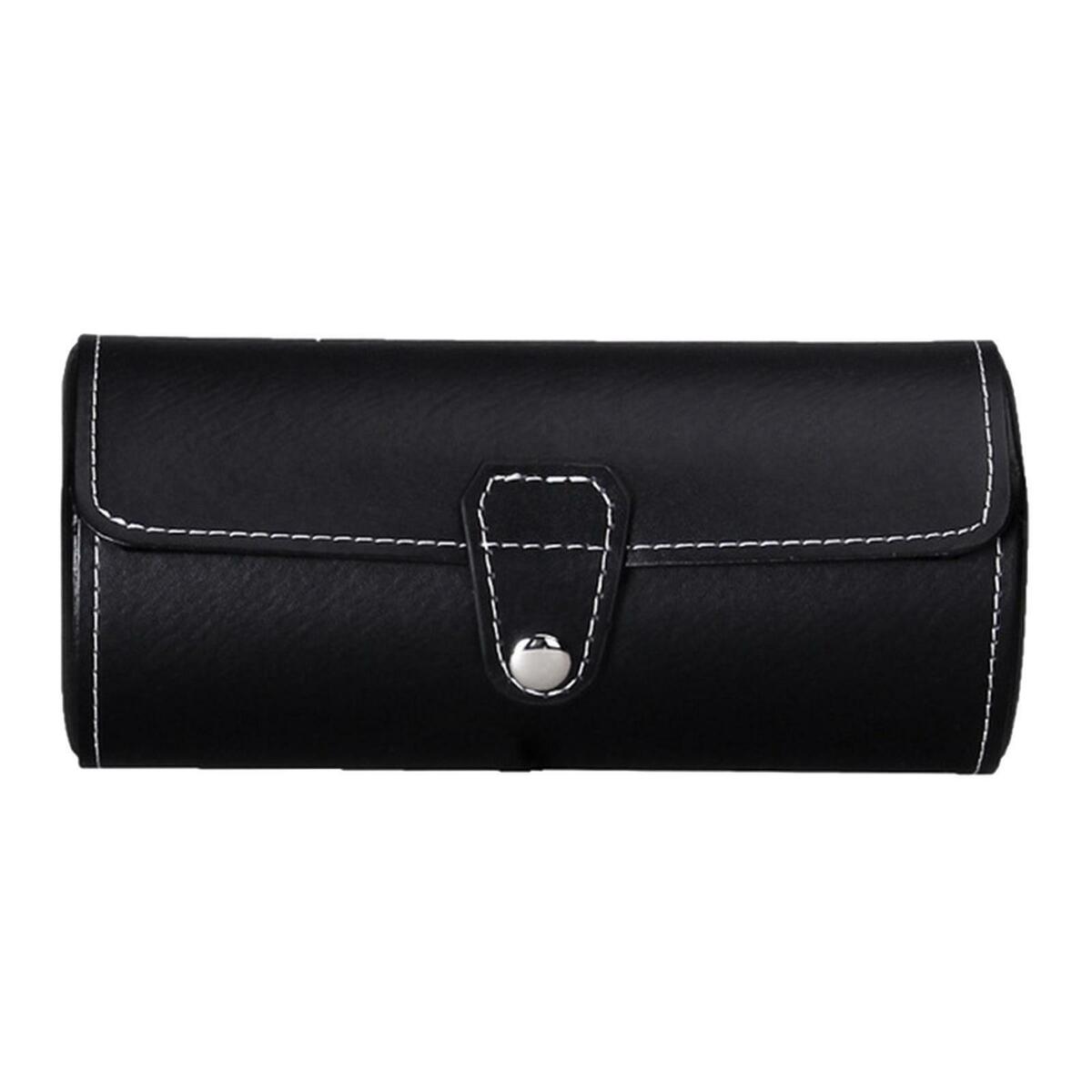 3 Slot PU Leather  Display,Cylinder Wristwatch Case Organizer
