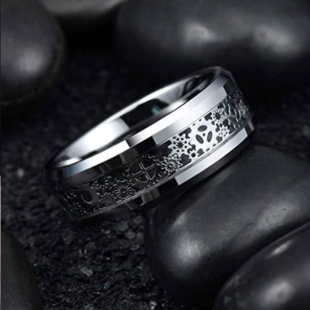 Single Fashion Men And Women's Universal Stainless Steel Gear Shape Ring