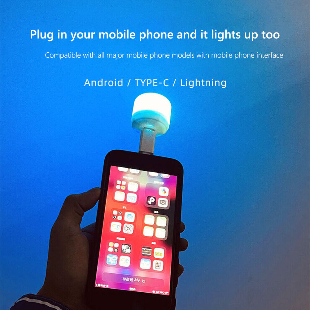 USB Plug Lamp USB Book Lamp Eye Protection Small Round Night Light (RGB)