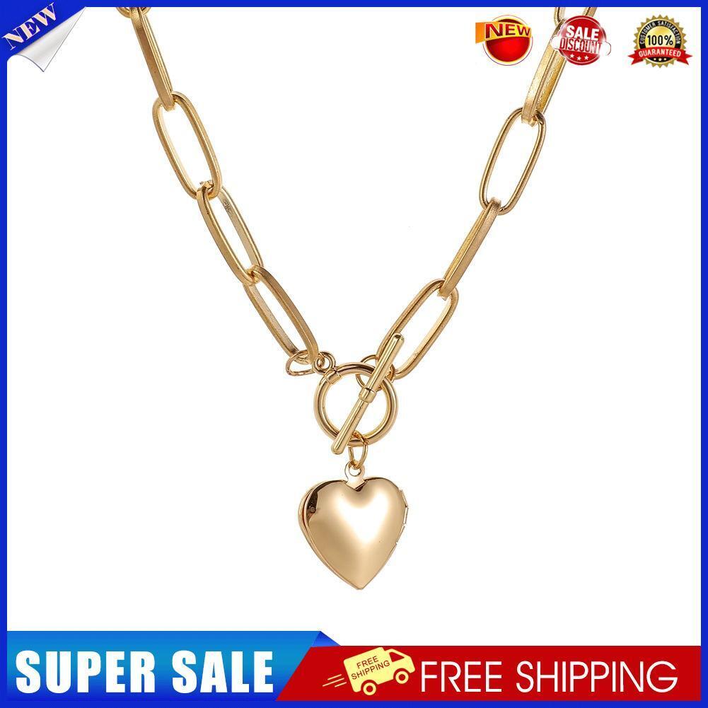 Metal Love Heart Pendant Necklace Women Simple Chain Neck Choker Jewelry