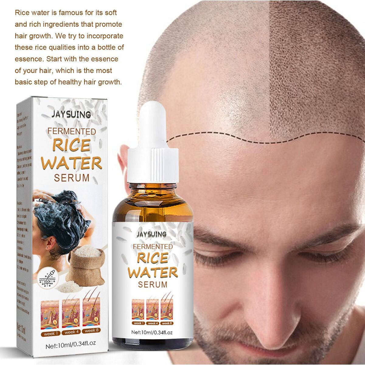 Essential Oil Fermented Rice Water Serum Repair Damaged Hair Nourishing Hair