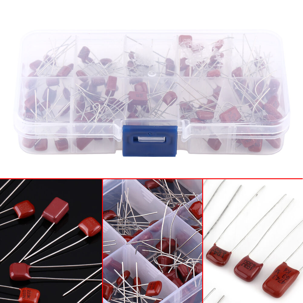 100Pcs 10 Values 10nF-470nF CBB Polypropylene Film Capacitors Set Assortment Kit