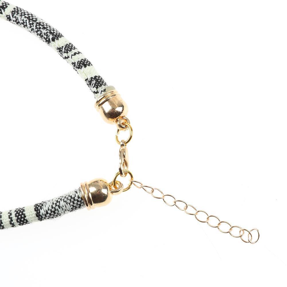 Pet Dog Cat Bell Cats Collar Necklace Print Knit Neck Rope (Black White M