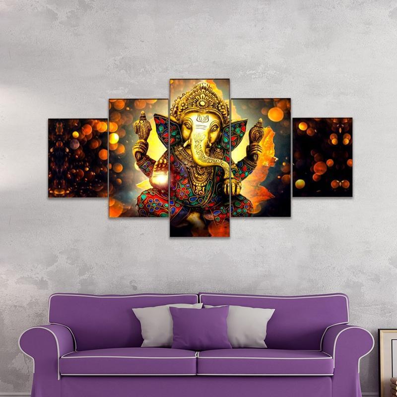5pcs Unframed Elephant Head Oil Paintings Print Posters Art Pictures Wall Decor