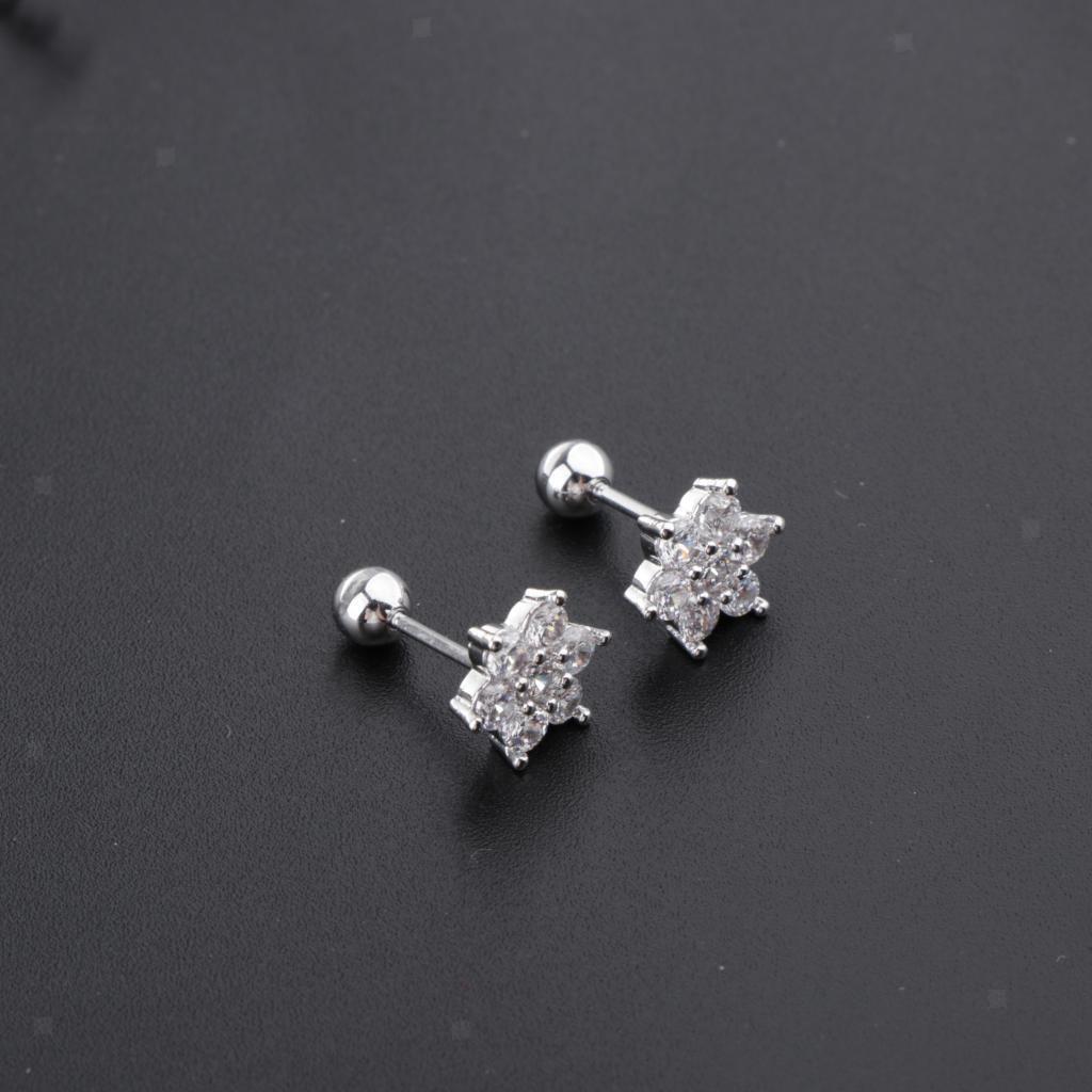 6 Pairs Ball  Earrings Zirconia Flower Ear Studs Diamond Ball