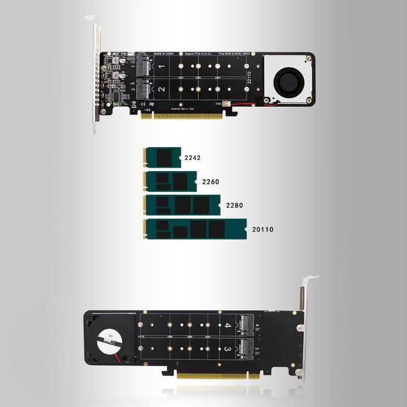 NVME Hard Disk Adapter fo M.2 NVME (M-Key) SSD to PCIE 4.0 X16 Expansion Card