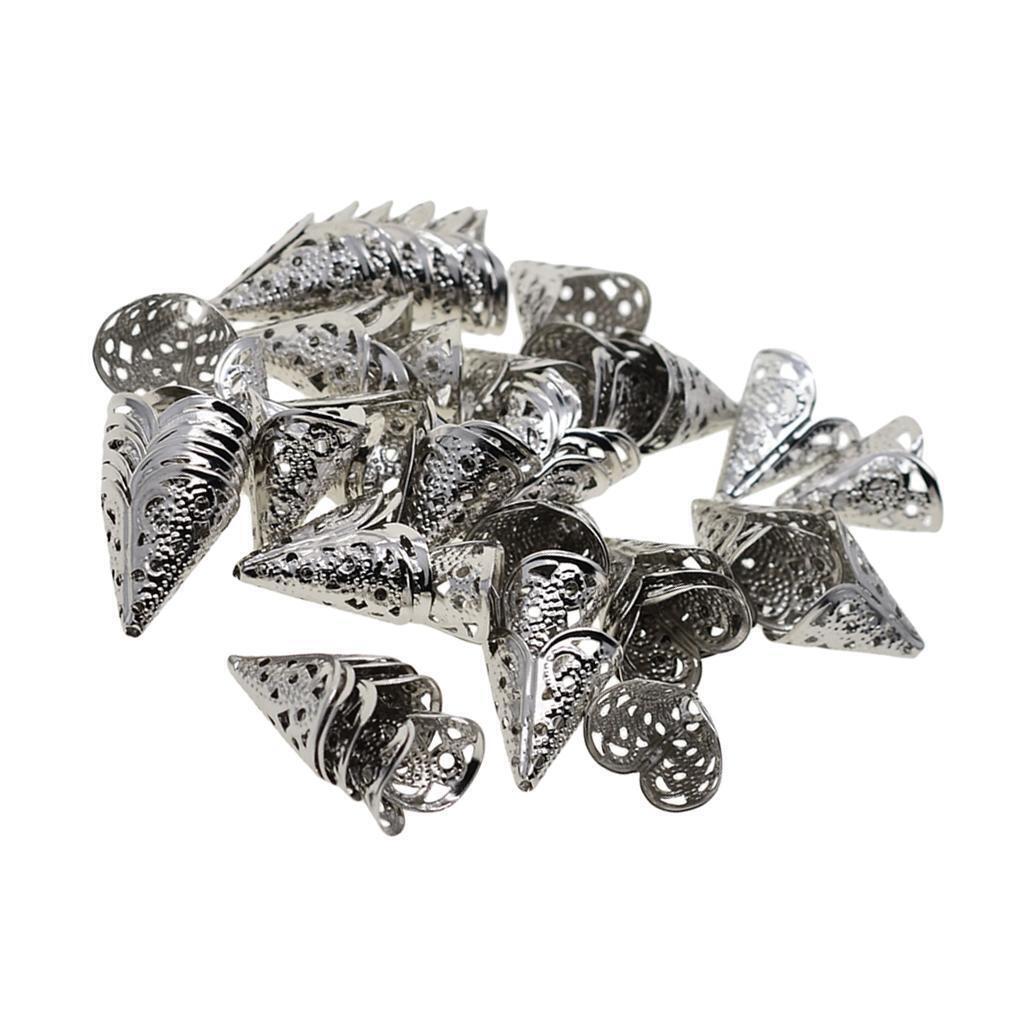 50x Filigree Cone Shape End Caps Bead Caps Tassel Making Jewelry Connectors