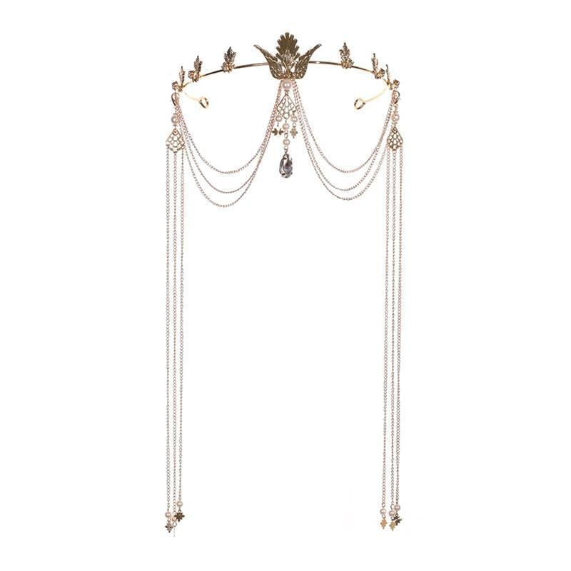 Women Rhinestone Queen Bride Tiara Decor for Chinese Hanfu Wedding Party Prom
