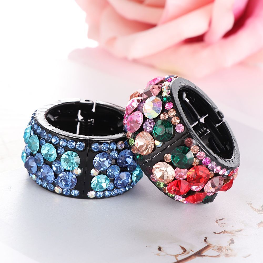 Diamond Ring Plastic Buckle Headband Crystal Hairband Hair Clip Ponytail Holder