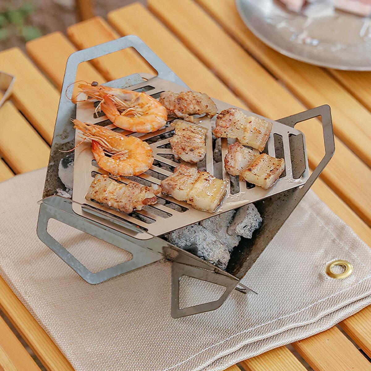 Campfire Barbecue Grill Stove with Carry Bag Compact for Garden Cooking BBQ