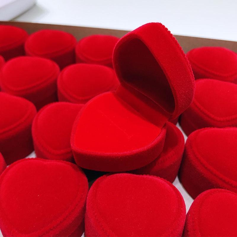 Heart Shape Earrings Jewelry Ring Box Case for Anniversay Valentines Day Wedding