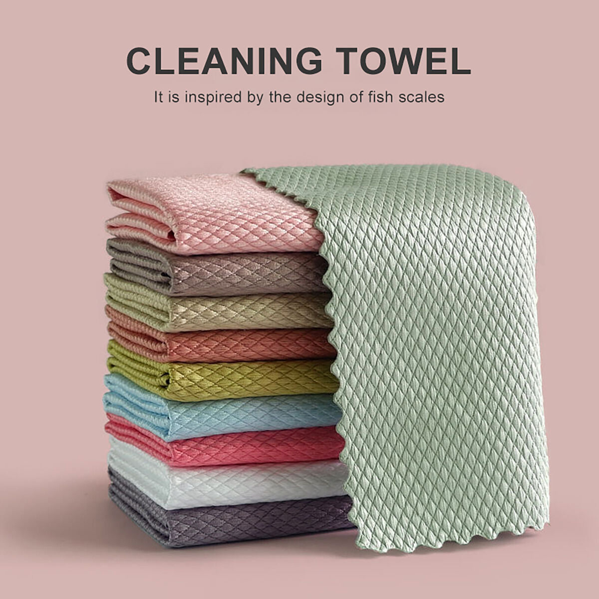Microfiber Dish Cloth for Washing Dishes 5pcs Fish Scales Design Dish Rags