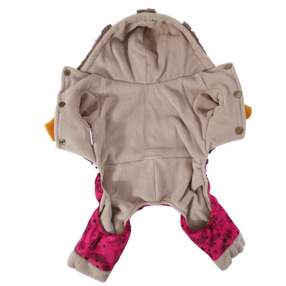 Winter Warm Dog Cotton Clothes Hoodie Four Leg Pet Coat Rose Red XXL-150903