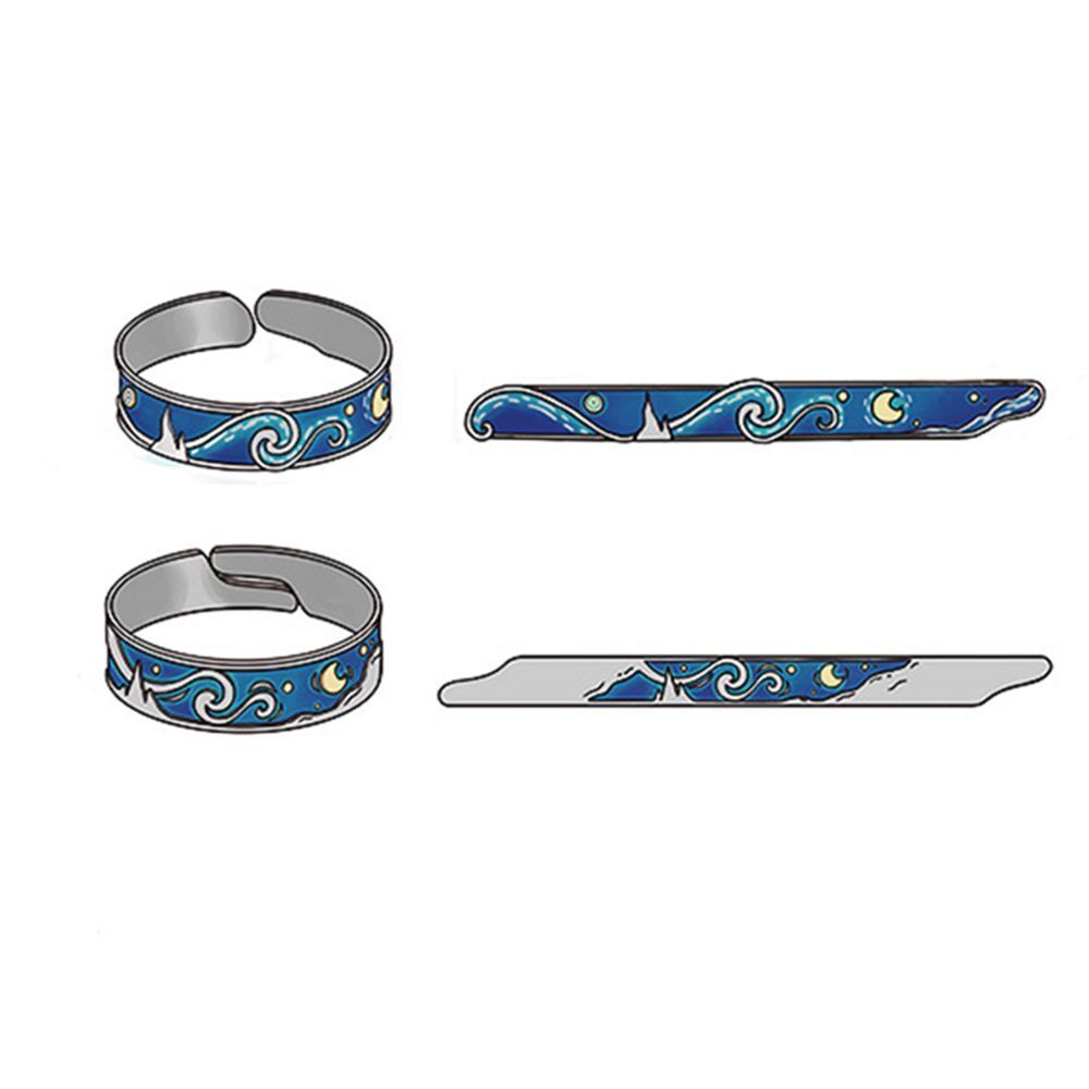 Weddings Valentine's Day Present Van Gogh Couple Rings Starry Sky Adjustable