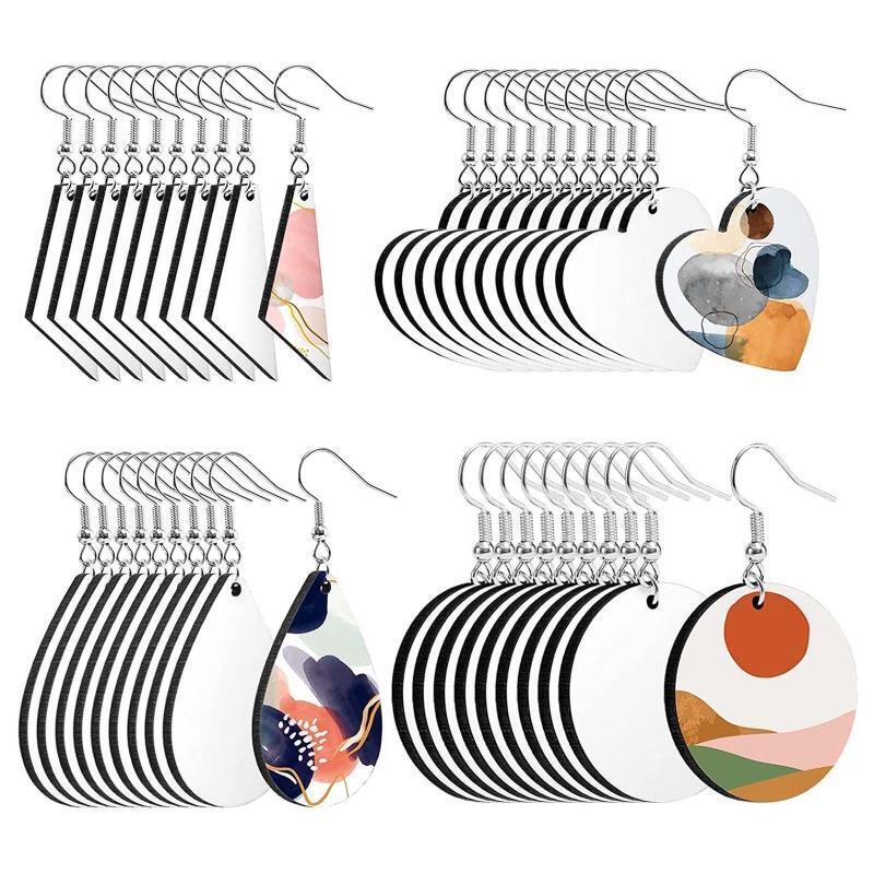 40Pcs Sublimation Blank Earrings Heat Transfer Earrings Unfinished Wood Earring