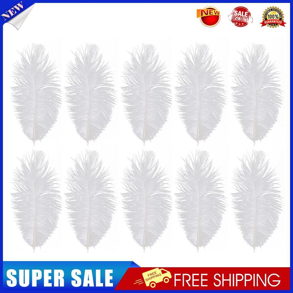 10pcs Fluffy Ostrich Feather Wedding Party Plumes Feather 15-30cm (White)