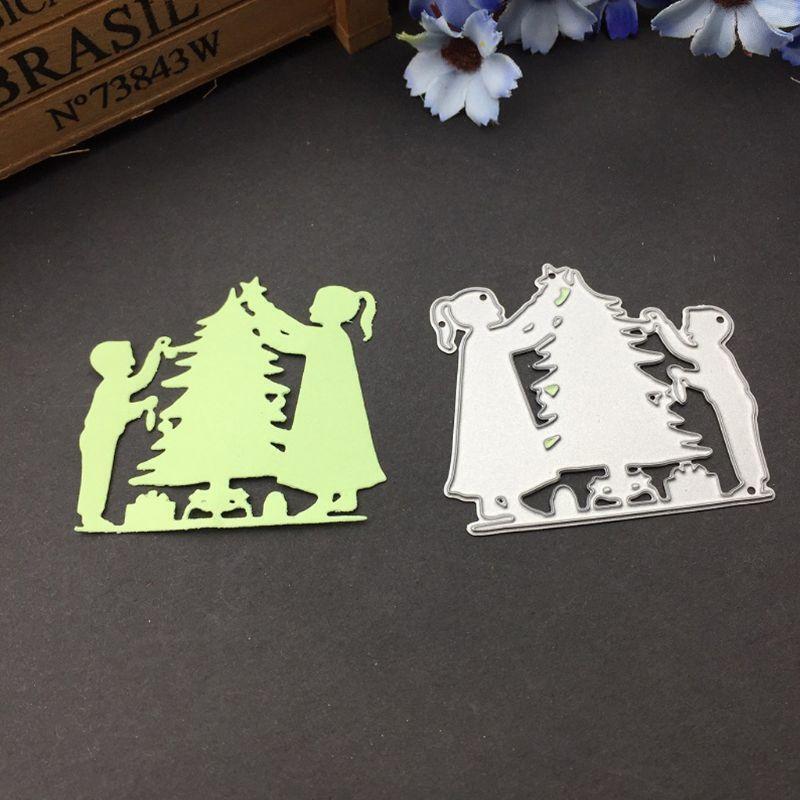 Christmas Tree Boy Girl Metal Cutting Dies Stencil DIY Scrapbooking Album Stamp