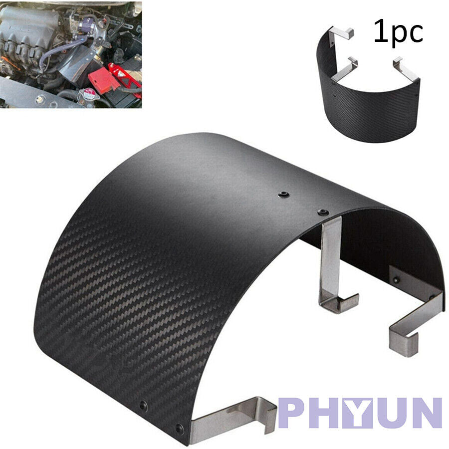 Car Air Intake Filter Stainless Steel Cover Heat Shield Matte Carbon Fiber Style