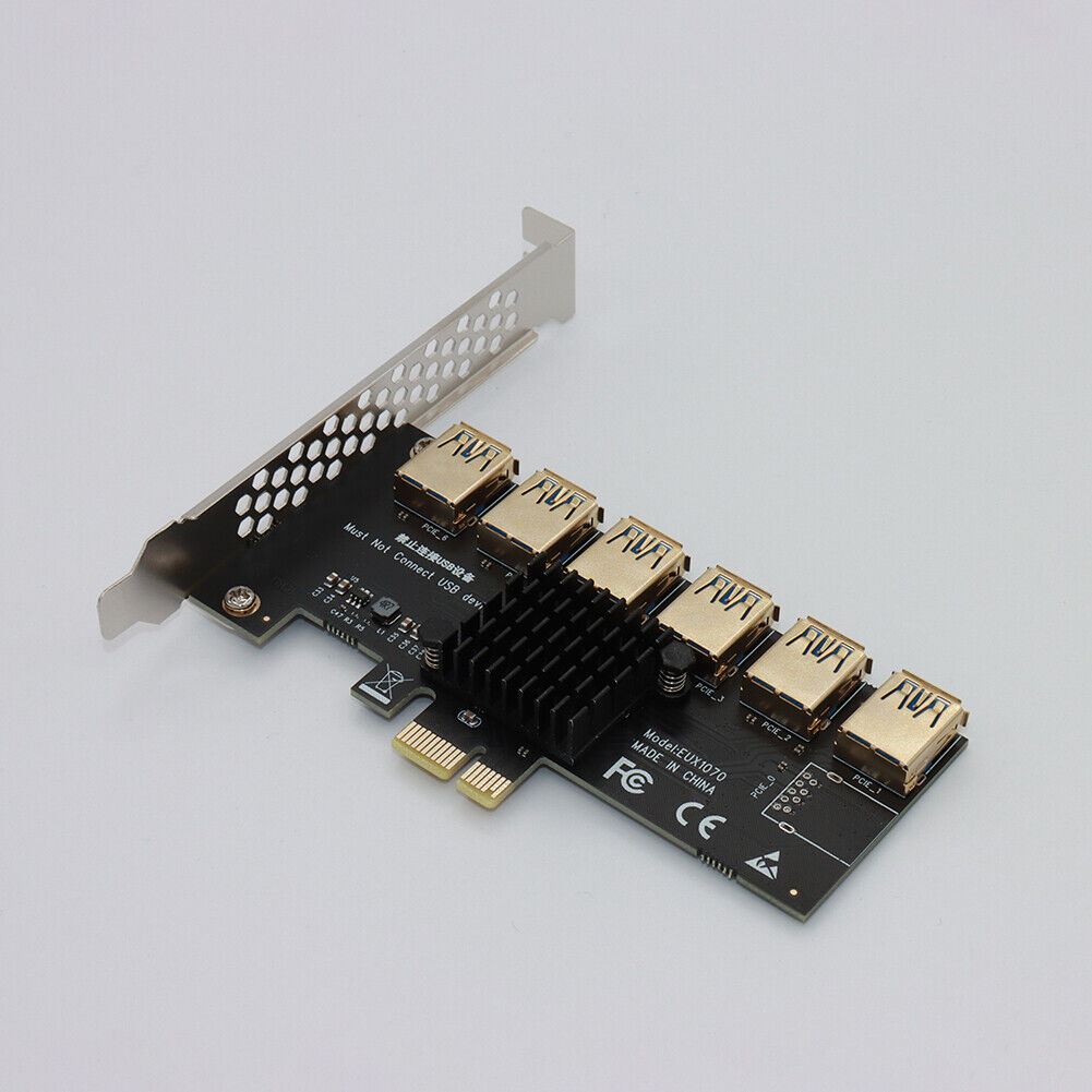 PCI-E Riser Card 1 to 6 USB 3.0 Multiplier Hub BTC Mining Expansion Card