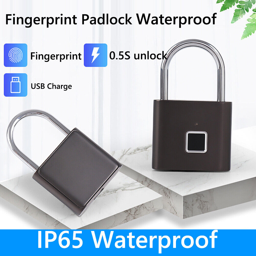 O10 Waterproof Smart Fingerprint Door Lock 0.5sec Unlock Padlock (Black)