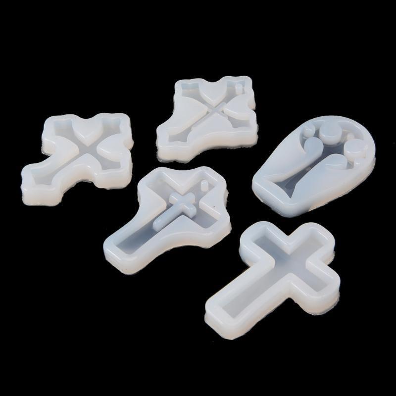 5Pcs Cross Shape Silicone Pendant Jewelry Casting Mold for DIY Jewelry Making