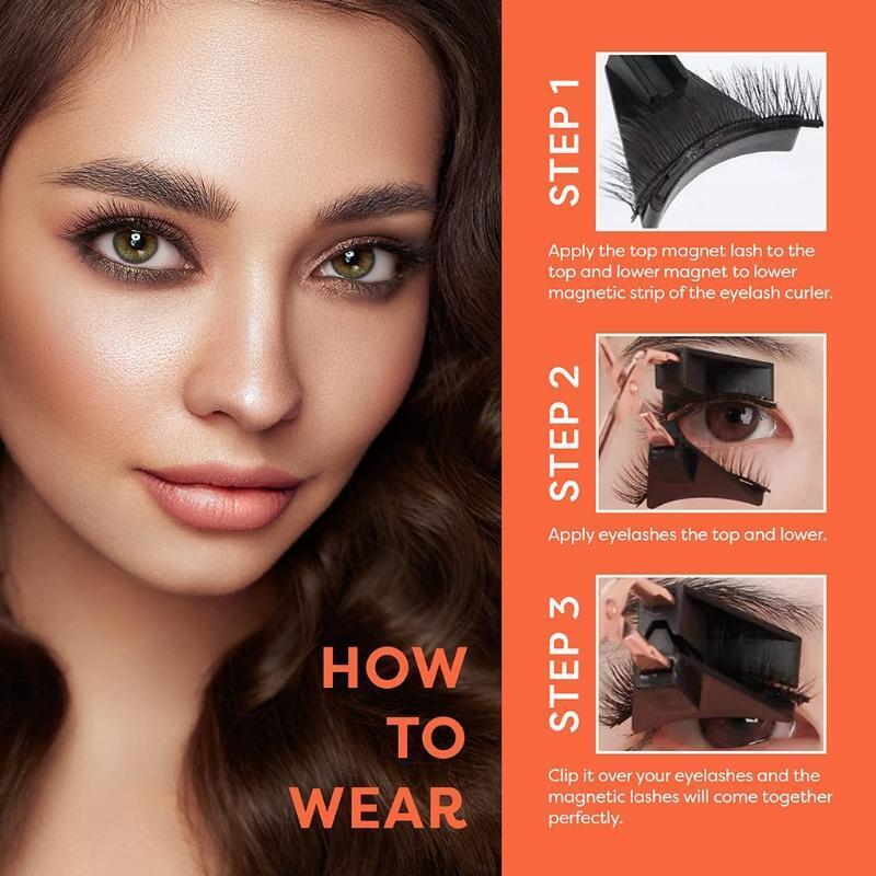 3 Pairs Natural Look False Lashes Set Waterproof Magnetic Eyelashes Kit with Box