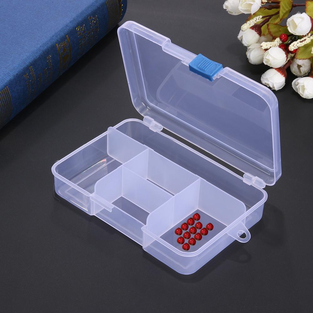 5 Compartments Storage Box w/ Adjustable Dividers and Clip Lock Lid(White)