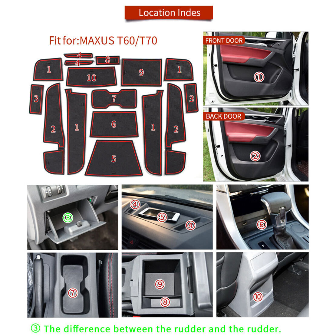 New Anti-Slip Door Gate Slot Console Cup Holder Mat Pad Fit For Maxus T60 T70 Li