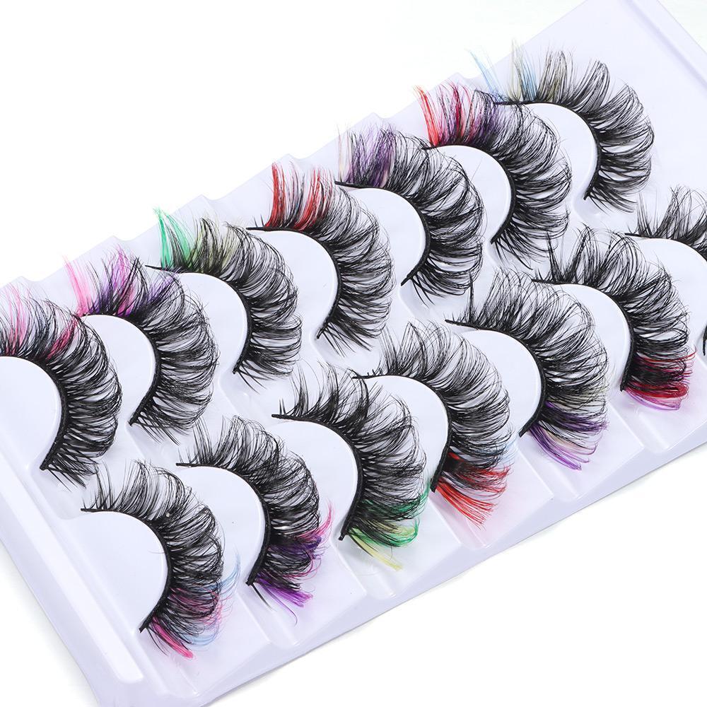 Eyelashes Dramatic Fluffy Mixed 7 Color DD Curl False Eyelahes 8D Mink Lashes