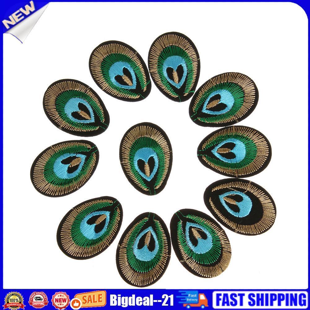 20pcs Peacock Eye Embroidered Cloth Iron On Patch Sew Motif Applique