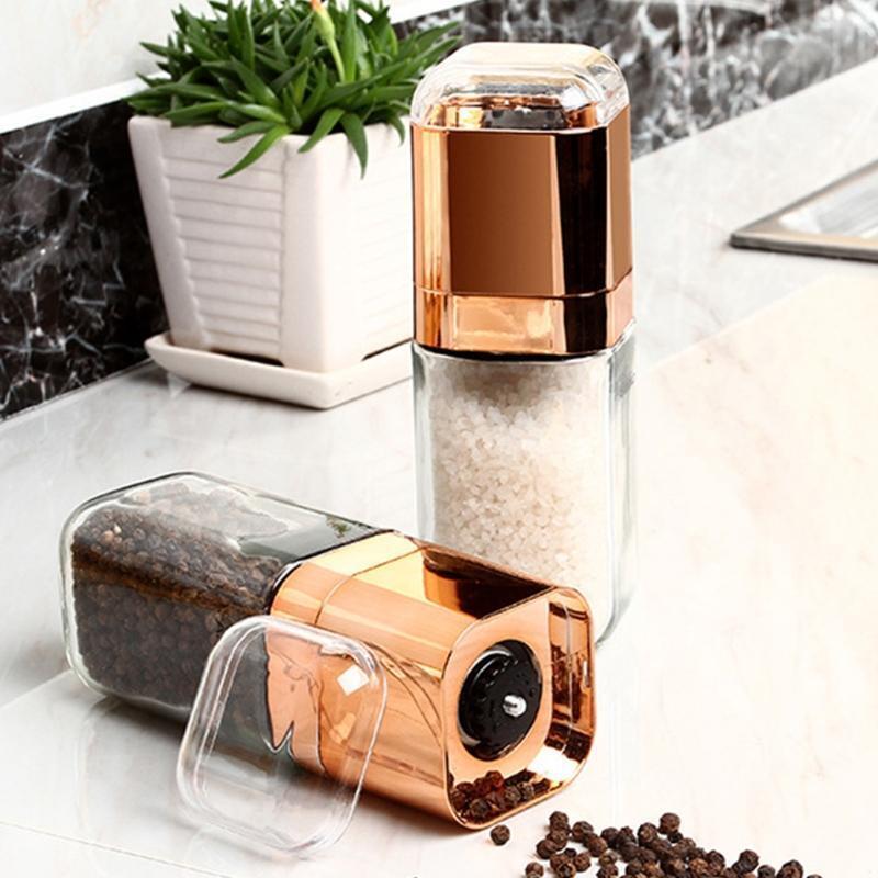 Portable Manual Salt And Pepper Mill Glass Bottle Spice Seasoning Grinder Muller