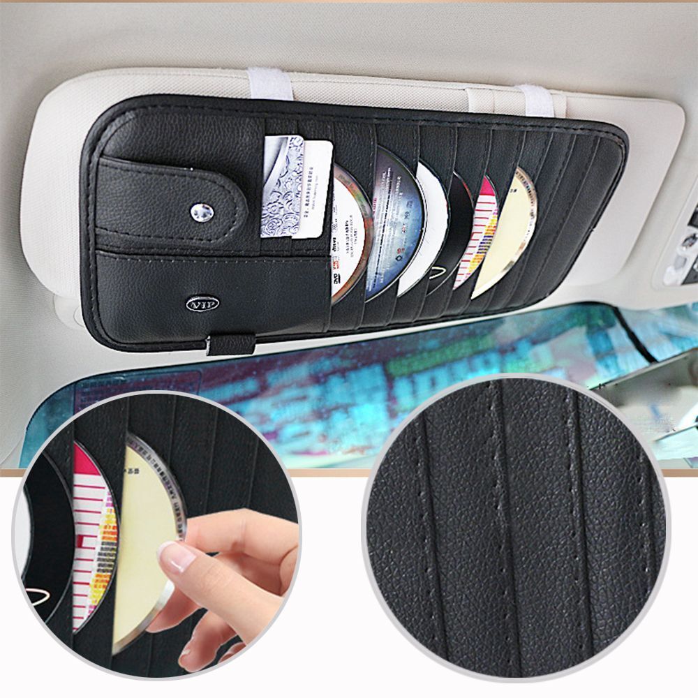 Coin Purse Sunglasses Case Sun Visor Storage Bag CD DVD Holder Card Clip